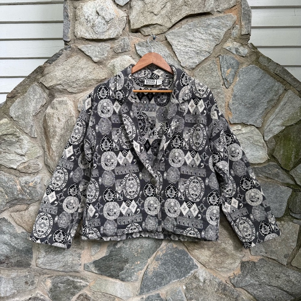 Vintage 90s Woven Tapestry Geometric Patterned Jacket